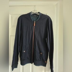 Ted Baker Dark Blue Jacket with Leather Zip Pull